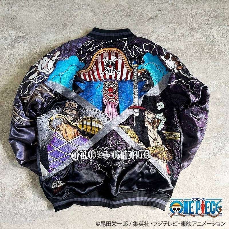 ONE PIECE刺繍スカジャン クロスギルド リバーシブル XL 黒